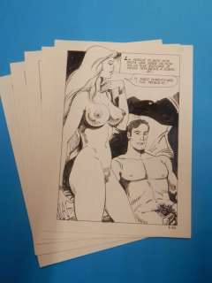 Birago Balzano | Fasma n. 3 - Birago Balzano - 5x Tavole Originali Erotiche "La moglie dell’attore" - Page volante - Exemplaire unique - (1985) | Catawiki