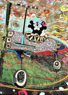 Max Pedreira | Mickey and Minnie Mouse - Love Is In The Air - Mixed Media Painting on Canvas - 77 x 58 cm - Max Pedreira Signed - Original Art | Catawiki