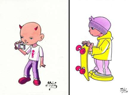 Miguel Angel Martin | Subterfuge Records - Brian the Brain - Neuro Habit - Bitchat - 3x Miguel Angel Martin comic books + 2 original illustrations | Catawiki