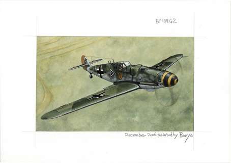 Bunya Watanabe Hand-Drawn Color Illustration " Messerschmitt Bf-109G-2" | Mandarake (Big Web)