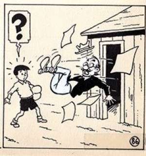 Bob de Moor - Planche Originale (P.22) - | Bob De Moor - Planche originale (p.22) - Les Aventures d’Oncle Zigomar/ De avonturen van Nonkel Zigomar - L’Empire des Taupes /Het Mollenrijk - (1955/2023) | Catawiki