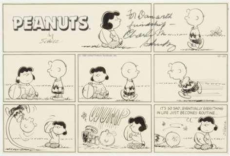 Charles Schulz Peanuts Sunday Comic Strip Original Art dated 10-23-88 (United Feature Syndicate, 1988). - | Heritage