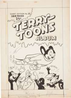 Art Bartsch Giant Comics Edition #10 Terry-Toons Album  Cover Original Art (St. John, 1949). Mighty Mouse, -