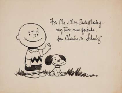 Charles Schulz Charlie Brown and Snoopy Illustration for Zack Mosley Original Art (c. 1954). Here‘s an utterly -