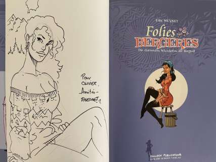 Félix Meynet | Folies bergeres - Die charmanten Schönheiten der Bergwelt - Dessin dédicacé Félix Meynet - EO - (2012) | Catawiki