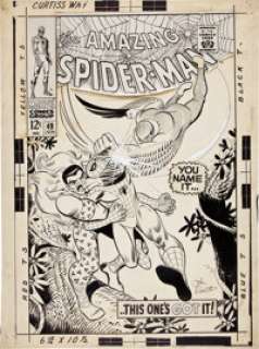 John Romita Sr. Amazing Spider-Man #49 Kraven and Vulture Cover Original Art (Marvel, 1967). Hold onto your -