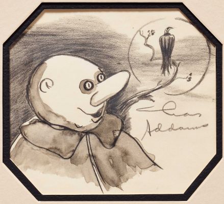 Original Charles Addams Signed ’’Addams Family’’ Artwork of Uncle Fester and a Vulture | Nate Sanders