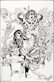 Rob Liefeld The New Mutants #100 Cover Original Art (Marvel, 1991).  The first appearance of X-Force was the last -