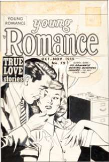 Ann Brewster Young Romance #79 Cover Production Art (Prize, 1955). "Sorry boss -- no romance during business -