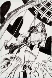 Cliff Chiang Wonder Woman V4#9 Cover Original Art (DC, 2012). Trapped by Hades, Wonder Woman faces the noose -- -