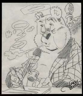 Marten Toonder (Studio’s) | Marten Toonder (Studio’s) - grote originele tekening - Heer Bommel achter zijn bureau - (jaren 1970) | Catawiki