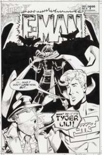 Joe Staton E-Man #9 Cover Original Art (First Comics, 1983). E-Man and Mike are cornered by Tiger Lili on this -