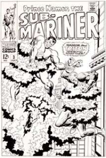 John Buscema and Frank Giacoia Sub-Mariner #3 Cover Original Art and Production Cover Group of 2 (Marvel, - | Heritage