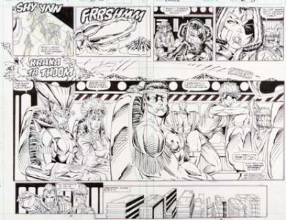 Rob Liefeld X-Force #1 Double-Page Spread 18-19 Original Art (Marvel, 1991). Few artists revitalized comic - | Heritage