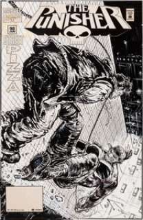 Frank Teran Punisher #98 Cover Original Art (Marvel, 1995). This thug is getting a kick out of fighting the -
