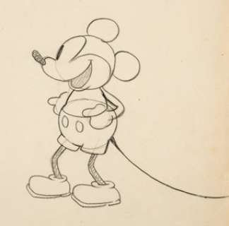 Steamboat Willie Mickey Mouse Animation Drawing (Walt Disney, 1928). Historic original 12 field 2-peghole - | Heritage