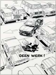 Theo van den Boogaard Léon-la-terreur atteint des sommets : Du travail - Planche n° 1 (Albin-Michel, 1984)....