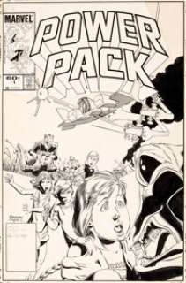June Brigman and Bob Wiacek Power Pack #1 Unused Cover Original Art (Marvel, 1984)....