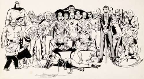  - Dick Giordano Limited Collectors‘ Edition #C-39 "Secret Origins Super-Villains" Centerspread 2-Page Pin-Up Origina...