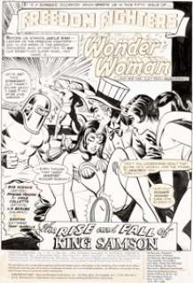  - Ramona Fradon, Vince Colletta, and Morris Waldinger Freedom Fighters #5 Splash Page 1 Wonder Woman Original Art (D...