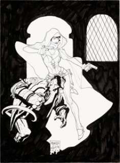 Mike Mignola and Matt Haley - Hellboy and Ghost Illustration Original Art (1995)....