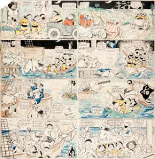 Rudolph Dirks Hans und Fritz/Captain and the Kids Sunday Comic Strip Original Art 7-11-15 (Press -