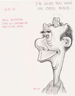 Basil Wolverton "Open Mind 59-B" Unpublished Greeting Card Illustration Original Art (Barker Greeting Cards, c. 1956).... | Heritage