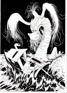 Bas Heymans | Disney Parks - Donald Duck and the Sea Monster - Signed Original Inked Drawing by Bas Heymans | Catawiki