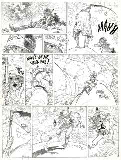 Hermann | Jeremiah, Pur Malt, double planche originale à l’encre de chine pour une histoire courte en 2 pages publiée dans le tirage de tête de l’album « La nuit des rapaces ». Double planche représentant un cauchemar de Kurdy. Planches… | Septimus