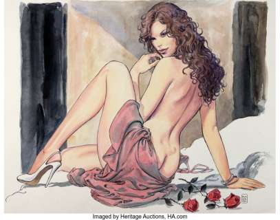 Manara, Milo | Milo Manara The Woman with the 3 Roses Illustration Original Art (c. 2019).... | Heritage