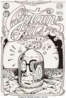 Larry Welz - Captain Gutz #3 Cover Original Art (The Print Mint, 1971)....