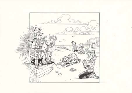 Krings, Jean-Marc | Krings, Jean-Marc - Dessin original - Bob & Bobette - Le Pharaon de faribole | Catawiki