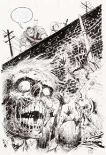 Moore, Tony - Tony Moore "Every Night I Have The Same Dream" Walking Dead T-Shirt Illustration Original Art Group of 2 (2010).... (Total: 2 Original Art)