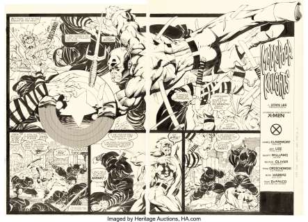 Lee, Jim - Jim Lee and Scott Williams The Uncanny X-Men #268 Double Page Spread 2-3 Captain America Original Art (Marvel, 199... (Total: 2 Original Art)