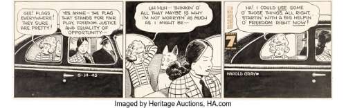 Gray, Harold - Harold Gray Little Orphan Annie Daily Comic Strip Original Art dated 6-14-45 (News Syndicate, 1945). ...