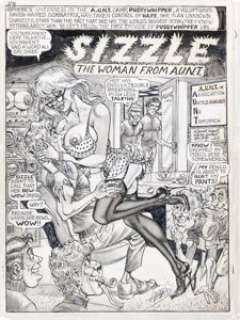 Ward, Bill - Bill Ward Club Magazine Complete 4-Page Story "Sizzle -- the Woman from A.U.N.T." Original Art (Club Publ., ... (Total: 4 Original Art)
