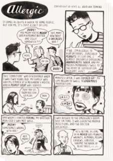 Tomine, Adrian - Adrian Tomine Optic Nerve #6 Complete 4-Page Story "Allergic" Original Art (Drawn & Quarterly, 1993).... (Total: 4 Original Art)