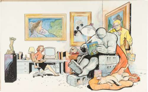 Chadwick, Paul - Paul Chadwick Concrete, Home Sweet Home with Maureen and Larry Munro Illustration Original Art (2000)....