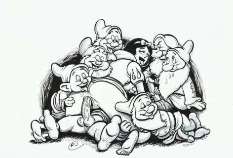 Ramis | Ramis - Original drawing - underground comic - sexy girl - all with Snow White - EO | Catawiki