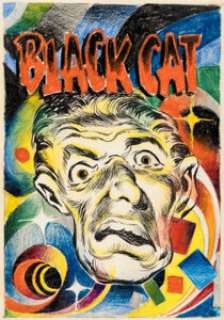 Warren Kremer Black Cat Mystery #45 Cover Color Preliminary Original Art (Harvey, 1953).