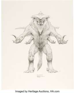 Pacific Rim (Warner Bros., 2013), Wayne Barlowe - "Knifehead" Concept Sketch Original Art. | Heritage