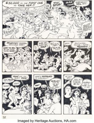 Reed Waller Bizarre Sex #9 Omaha the Cat-Dancer Story Page 32 Original Art (Kitchen Sink Press, 1981).