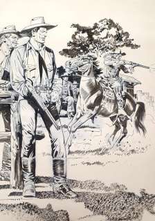 Muzzi, Virgilio | Muzzi, Virgilio - Tex Willer e Kit Carson Illustrazione originale "Buffalo Bill" + Cavalcando con Tex De Luxe n.1 | Catawiki