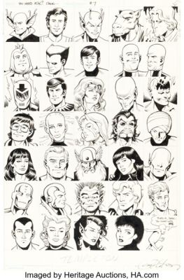 Ty Templeton Who‘s Who in the Legion of Super-Heroes #7 Wraparound Cover Elements Original Art Group of 2 (DC, 1988). (Total: 2 Original Art)