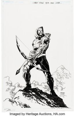 Jim Lee and Scott Williams Green Arrow: 80 Years of the Emerald Archer The Deluxe Edition Cover Original Art (DC, 2020). | Heritage