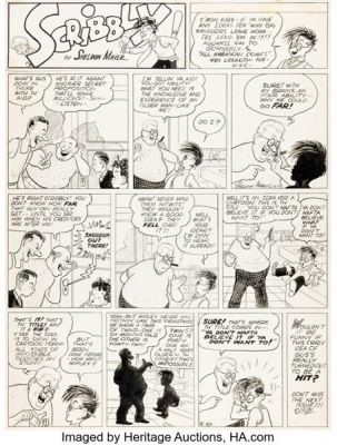 Sheldon Mayer All-American Comics #4 "Scribbly" Complete 1-Page Story Original Art (DC, 1939).