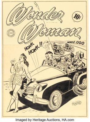 H. G. Peter - Wonder Woman / Sensation Comics Unpublished Cover Original Art (DC, c. 1948-49). | Heritage