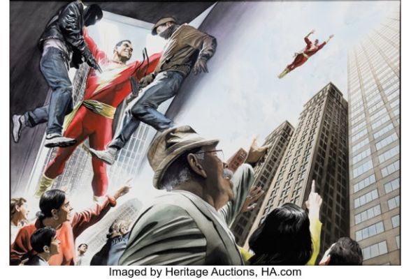 Alex Ross Shazam! Power of Hope Double Splash Pages 9-10 Original Art (DC, 2000).