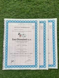 Euro Disneyland Resort Paris - 3 Original page - Disney Parks - Action titre au porteur Euro Disneyland Resort Paris | Catawiki