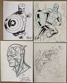Sandoval / Manfredi / De Landro / Santucci - Captain America - 4 x dessin original par Rafa Sandoval / Federica Manfredi / Valentine de Landro / Marco Santucci - Page volante - Exemplaire unique - (2009/2013)